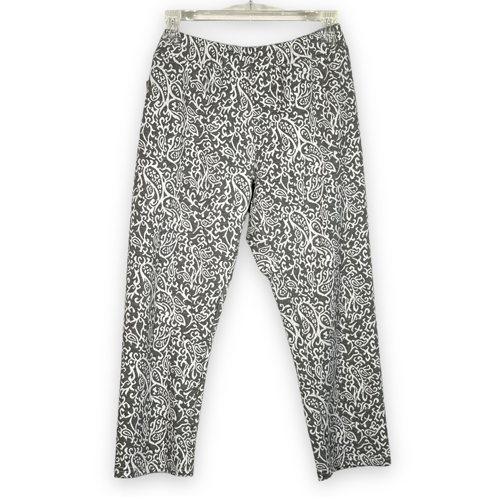 NWT Ethyl Gray and White Paisley Pull On Pants Soft Comfortable Multiple Sizes